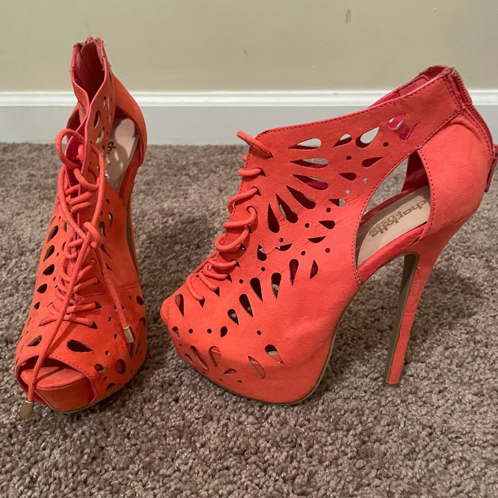 orange peach color shoes, worn once